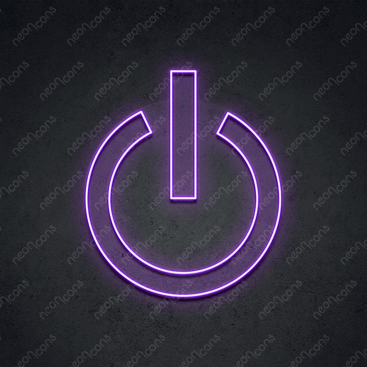 "Power Button" Neon Sign 1.35ft x 1.15ft / Purple / LED Neon by Neon Icons