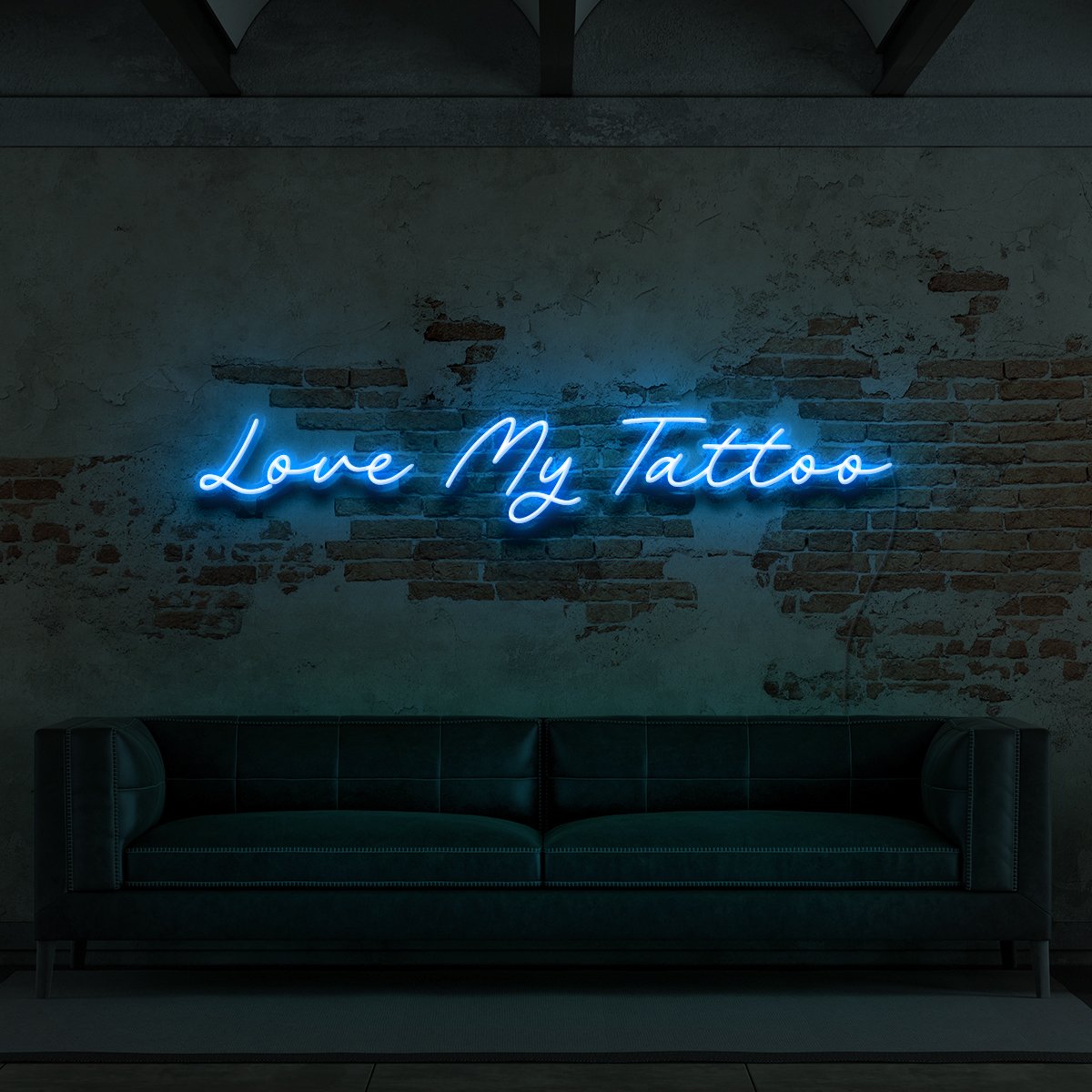 "Love My Tattoo" Neon Sign for Tattoo Parlours 90cm (3ft) / Ice Blue / LED Neon by Neon Icons
