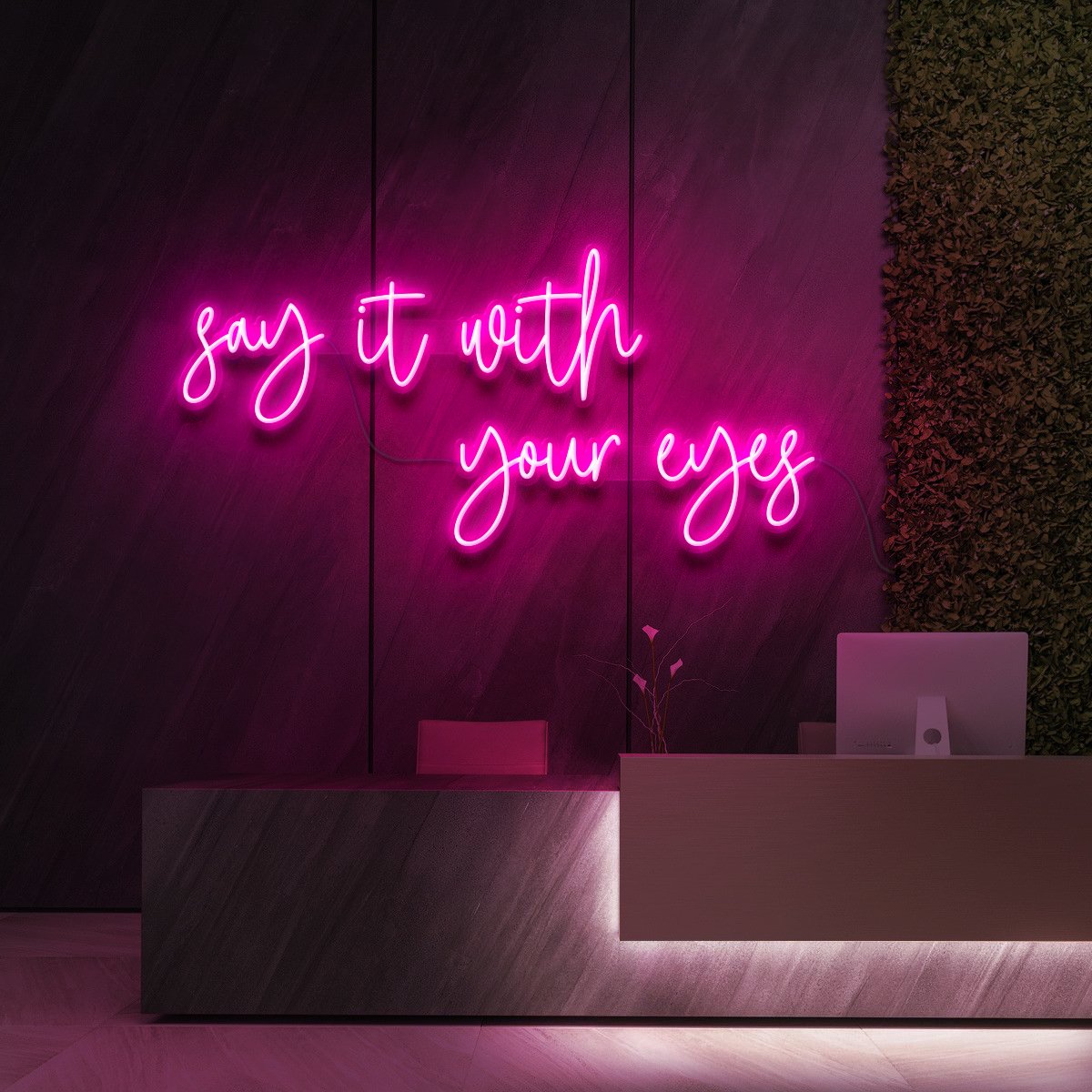 "Say It With Your Eyes" Neon Sign for Beauty & Cosmetic Studios 90cm (3ft) / Pink / LED Neon by Neon Icons