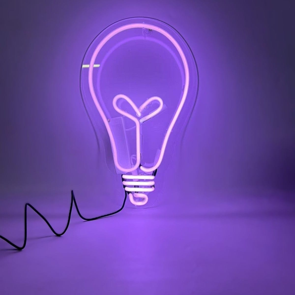 "Light Bulb" Glass Neon Lamp on Acrylic Backing Purple by Neon Icons